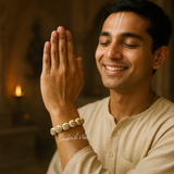 Radha Krishna Tulsi Beads in Silver Bracelet – Divine Spiritual Jewelry