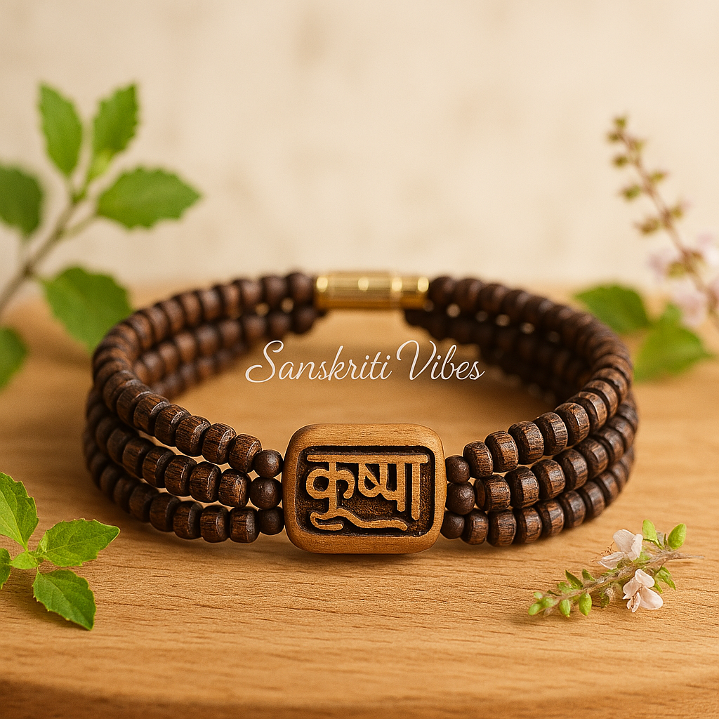 Krishna Beads Triple Layer Twisted Original Tulsi Bracelet for Divine Blessings