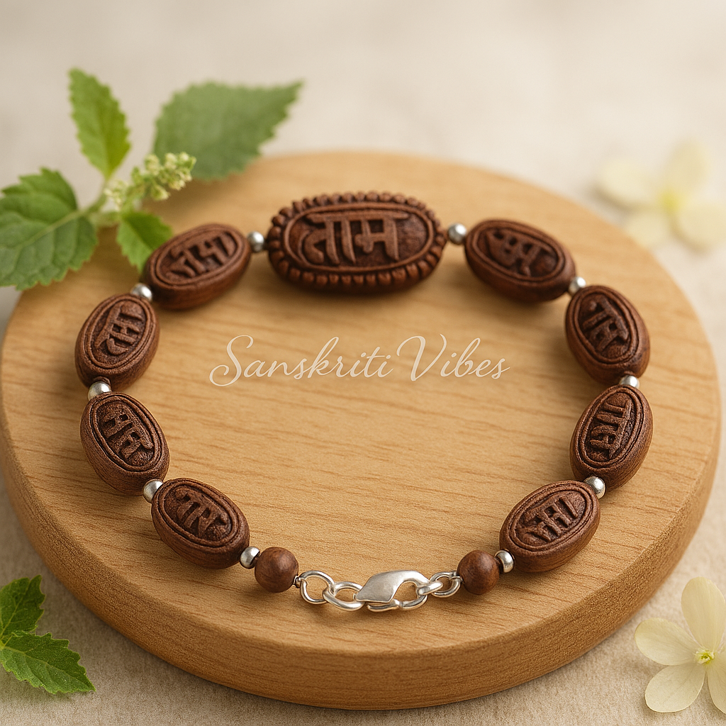 Handmade Shri Ram Carved Tulsi Bracelet – Traditional / Premium Spiritual Jewelry