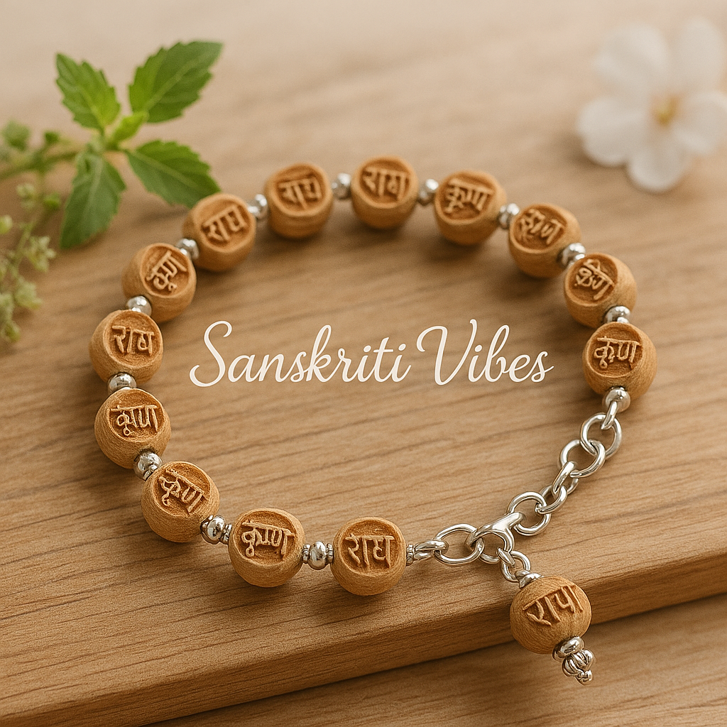 Original Tulsi Radha Krishna Beads Bracelet with Silver Stelling – Spiritual Jewelry