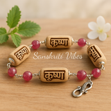 Krishna Carving Silver Bracelet with Original Pearls – Elegant and Spiritual Jewelry