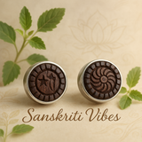 Shanka Chakra Tulsi Earrings in Silver Capping – Traditional Spiritual Jewelry