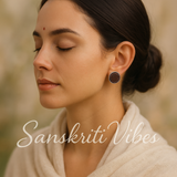 Shanka Chakra Tulsi Earrings in Silver Capping – Traditional Spiritual Jewelry