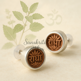 Radha Carving Tulsi Earrings with Silver Capping – Traditional Spiritual Jewelry