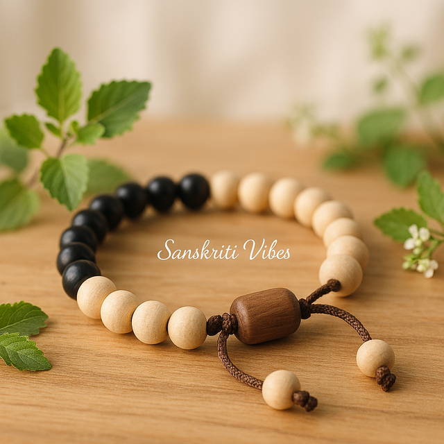 Shaligram and Tulsi Beads Powerful Bracelet – Divine Spiritual Bracelet for Devotees - Retail Maharaj
