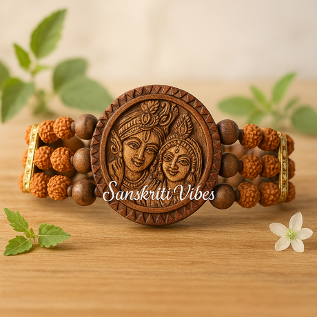 Radha Krishna Tulsi with Rudraksha Beads Bracelet – Traditional Look Spiritual Bracelet - Retail Maharaj