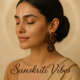 Handmade Krishna Carved Tulsi Earrings – Spiritual Jewelry for Devotees of Shri Krishna