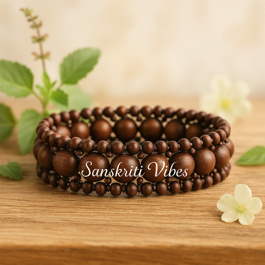 Traditional Chain Design Pure Shyama Tulsi Beads Bracelet – Spiritual Bracelet for Devotees