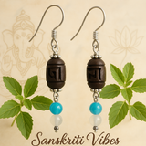 Handmade Beautifully Designed Radha Carved Tulsi Earrings – Divine Spiritual Jewelry