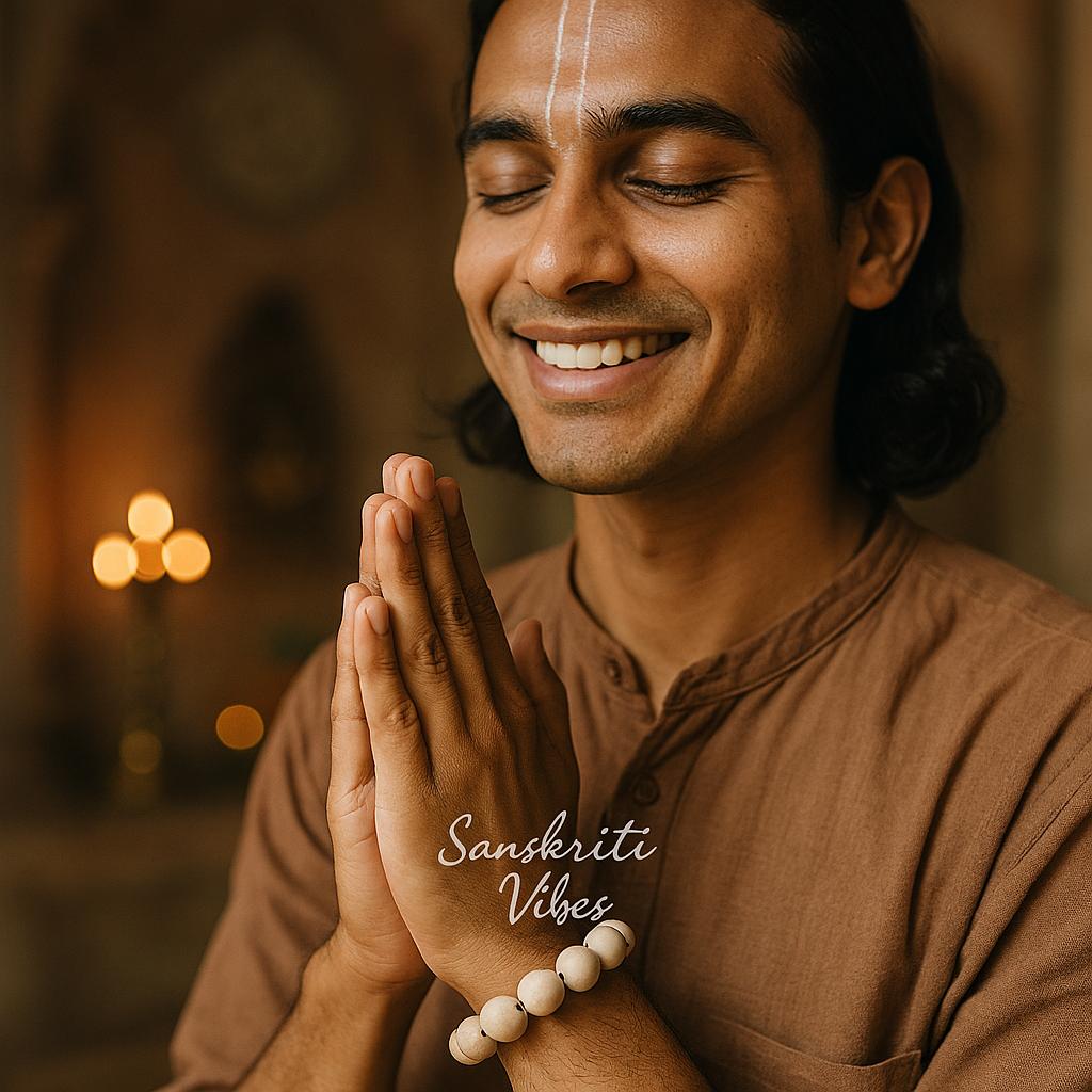 Original Tulsi Wood Hand Bracelet from Vrindavan – Sacred Spiritual Bracelet for Devotees