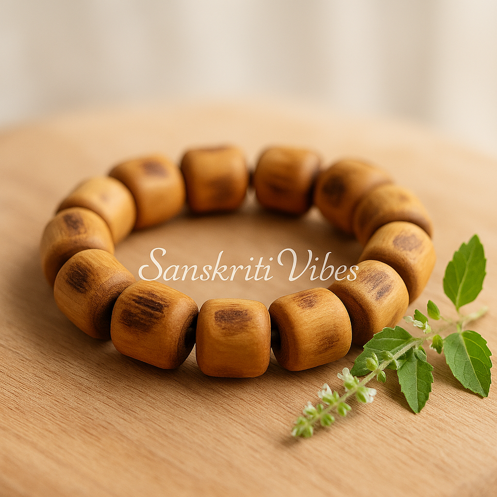 Traditional Pure Tulsi Thick Big Beads Handmade Bracelet – Spiritual and Sacred Bracelet for Devotees