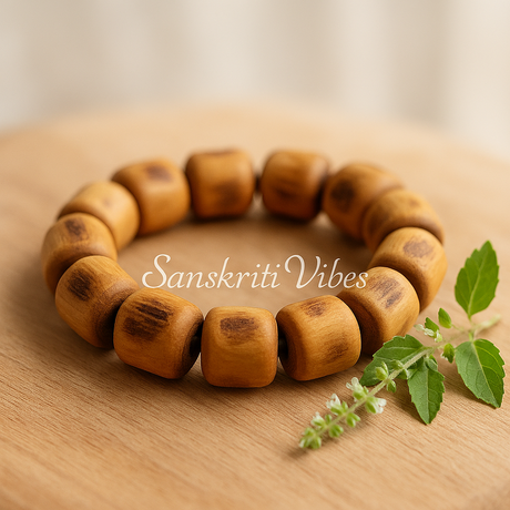 Traditional Pure Tulsi Thick Big Beads Handmade Bracelet – Spiritual and Sacred Bracelet for Devotees - Retail Maharaj