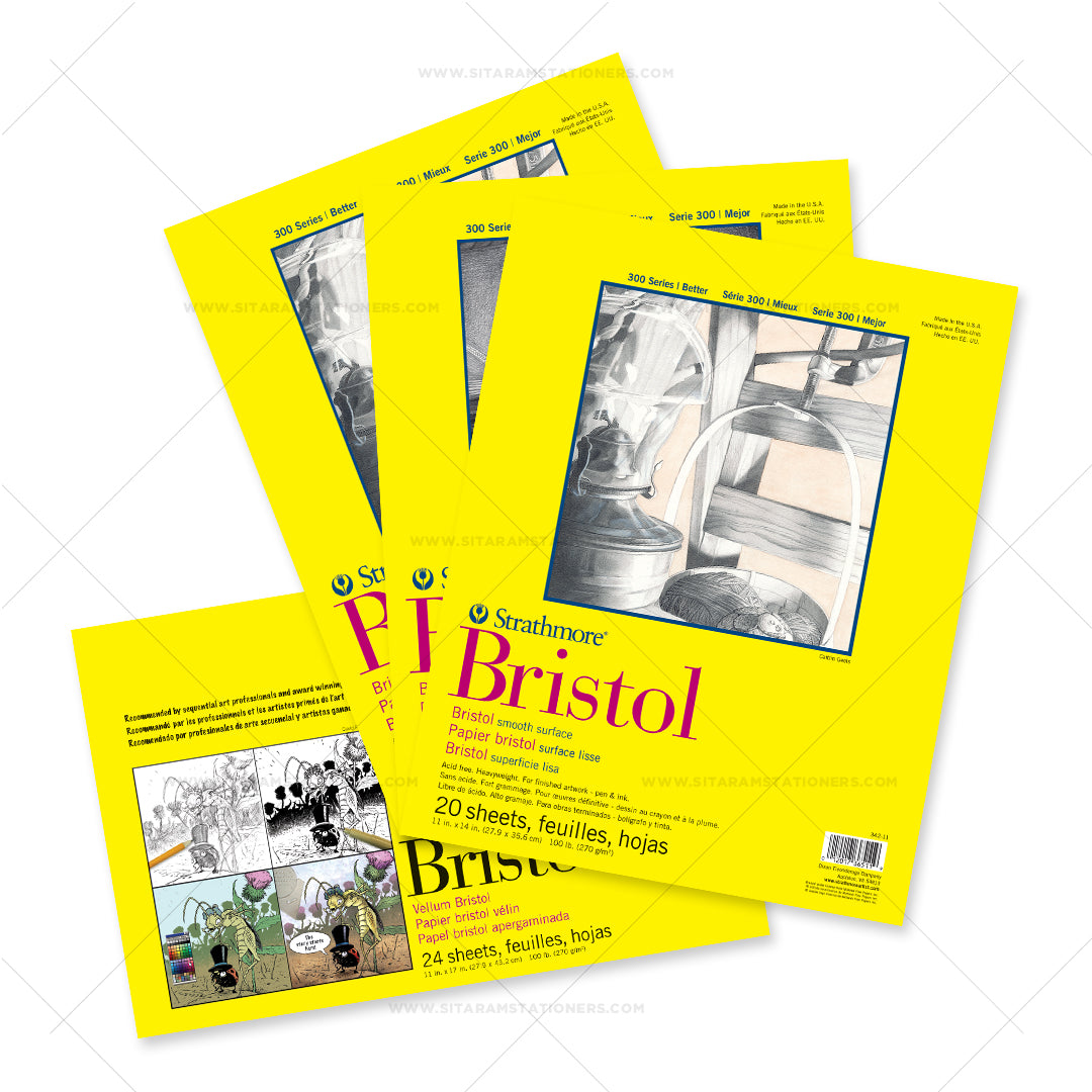 Strathmore 300 Series Bristol Paper Pad 100 lb (270 GSM) | Smooth & Vellum Surface | Open Stock