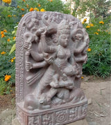 Soapstone Carving – Goddess Durga Slaying Mahishasura – Handcrafted Spiritual Masterpiece