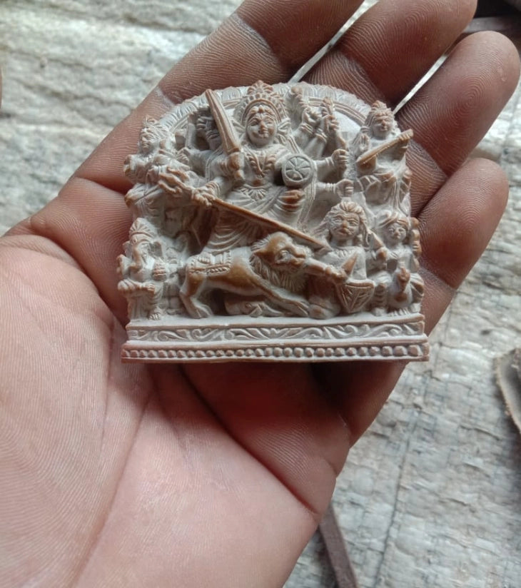 Soapstone Carving – Divine Durga Family – Handcrafted Spiritual Masterpiece