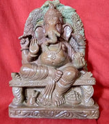Soapstone Carving – Ganesh on Throne – Handcrafted Divine Art