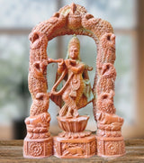 Odisha Soapstone Carving – Krishna with Peacocks – Handcrafted Divine Sculpture