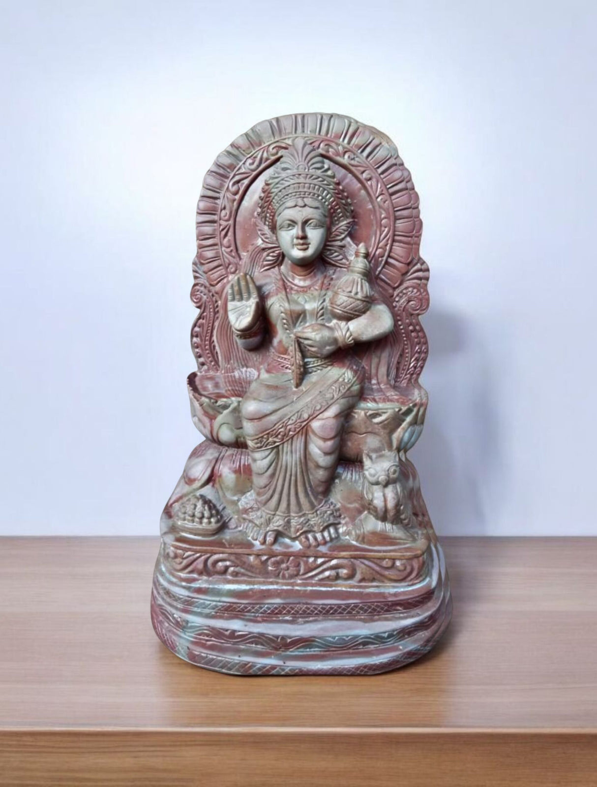 Soapstone Carving – Lakshmi Devi for Abundance, Prosperity & Spiritual Décor