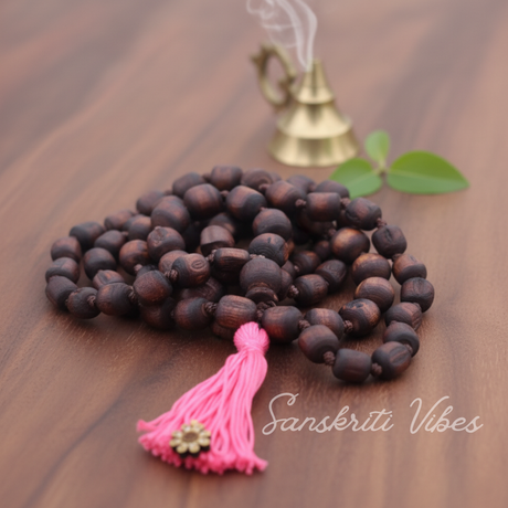 Tulsi Japa Mala with 108 Beads & Guru Bead – 20mm Beads Size with Pink Tassel for Meditation & Chanting - Retail Maharaj