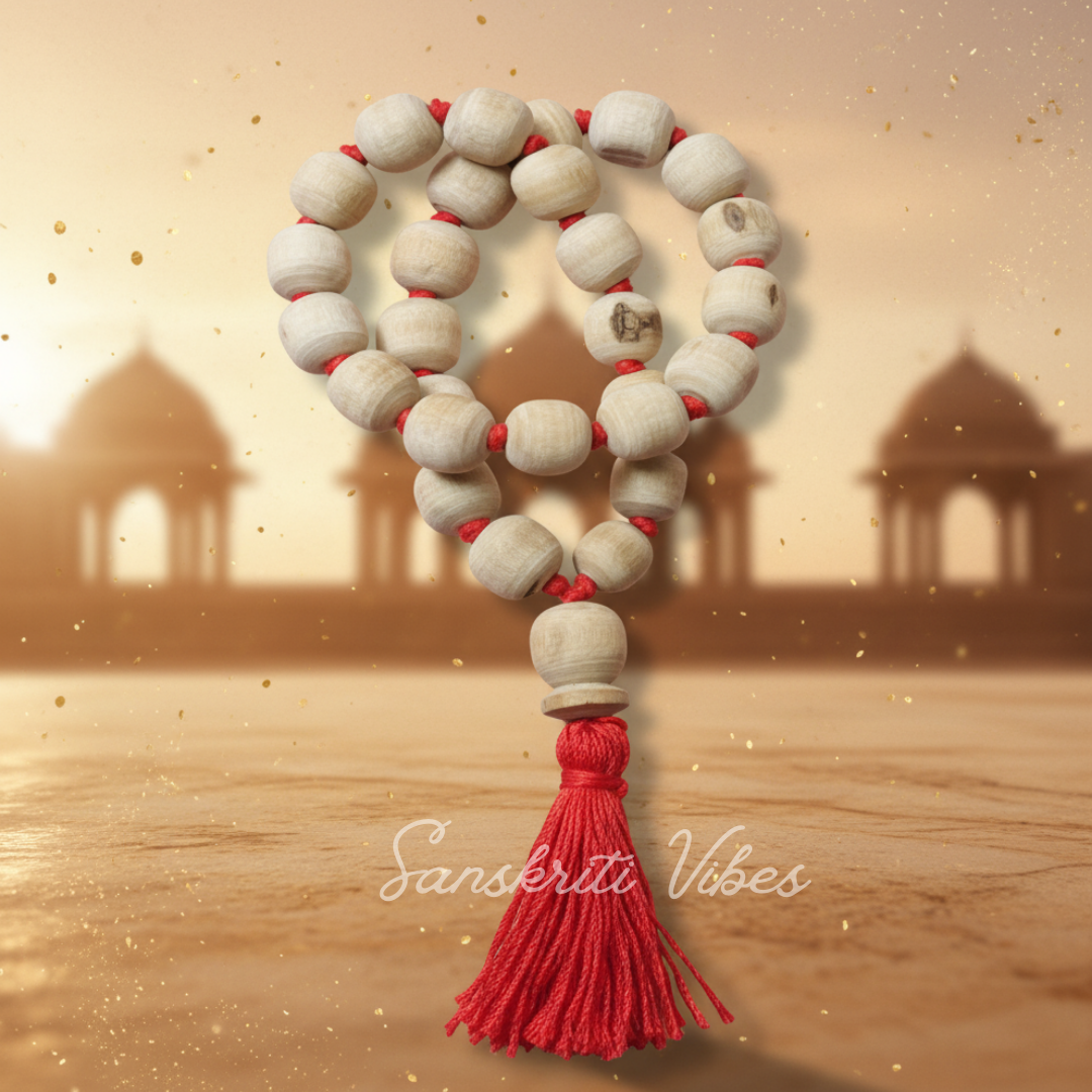 Big Size Tulsi 27 Beads Japa Mala – Sacred Black Tulsi Prayer Beads for Spiritual Practice