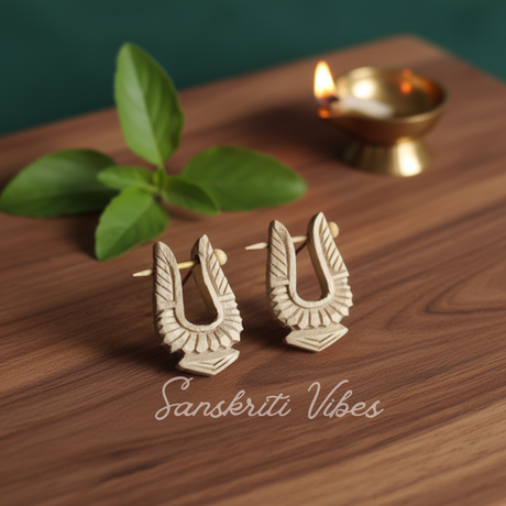 Beautiful Design Tulsi Tilak Earrings – Sacred Tulsi Wood Studs for Spiritual Wear - Retail Maharaj