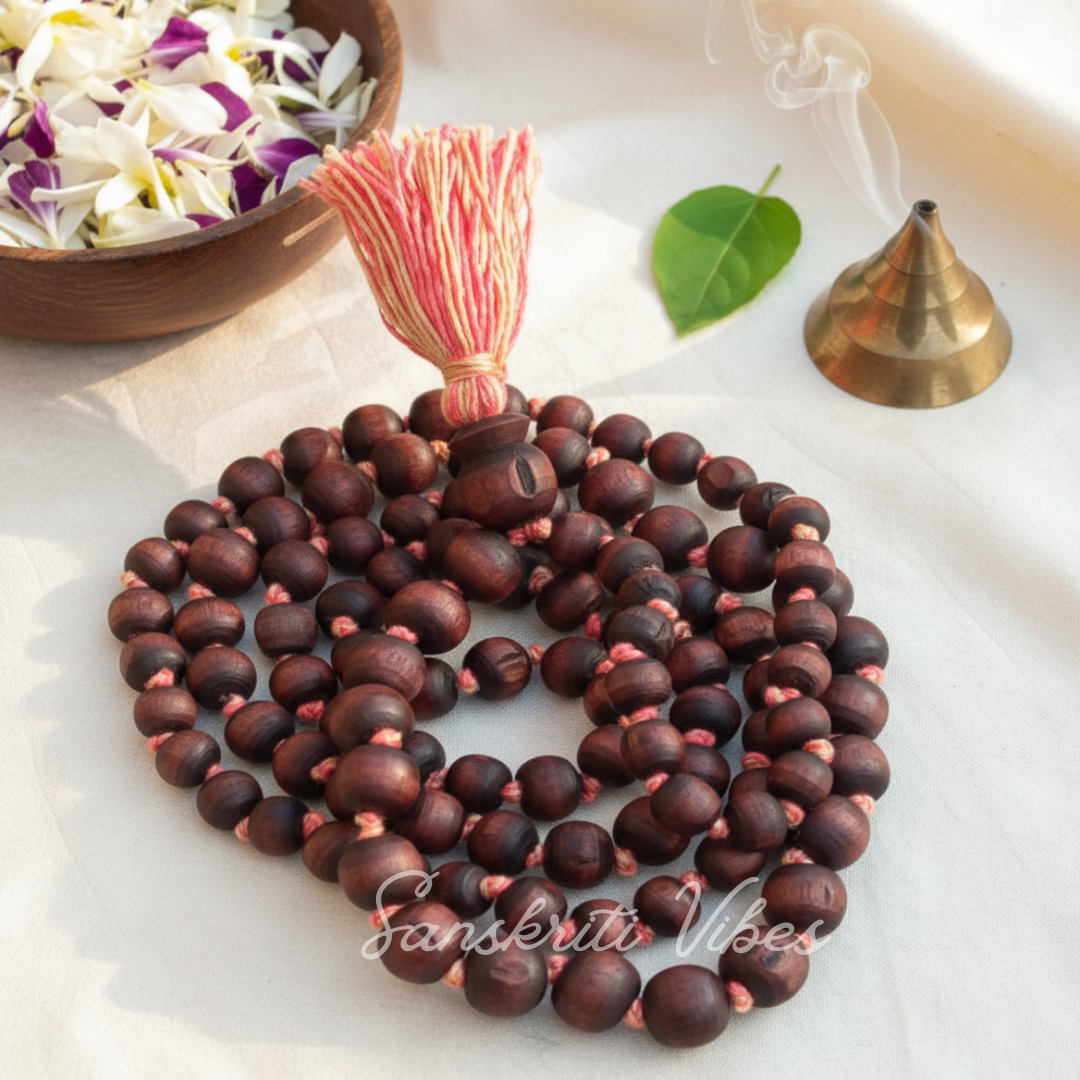 Shyama Tulsi Beads Knotted Japa Mala – 108 Beads + 1 Guru Bead | Handmade Tulsi Mala for Chanting & Meditation - Retail Maharaj