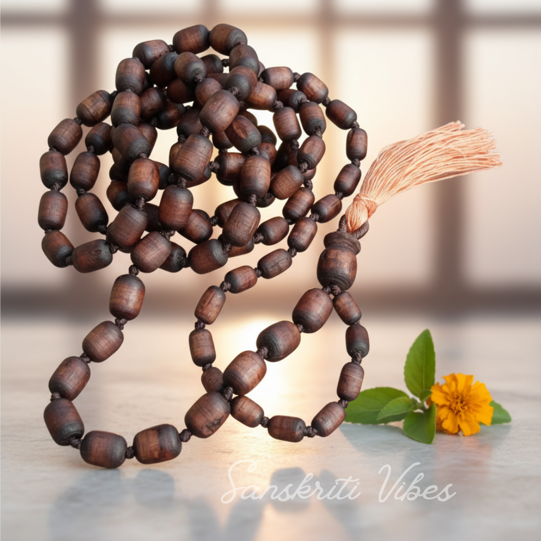 108 + 1 Guru Bead Original Tulsi ISKCON Japa Mala – Premium Quality 14mm Beads for Chanting & Meditation