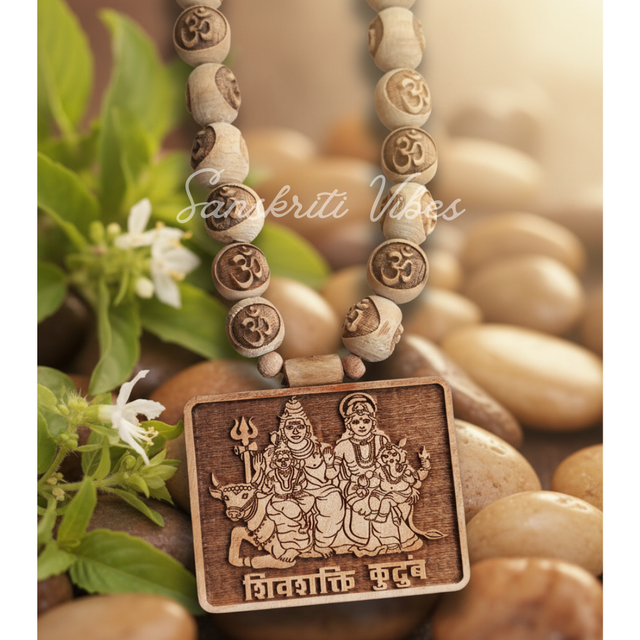 Shiv Parivar Shankar Ji Tulsi Locket Mala – Handcrafted Spiritual Neckpiece - Retail Maharaj