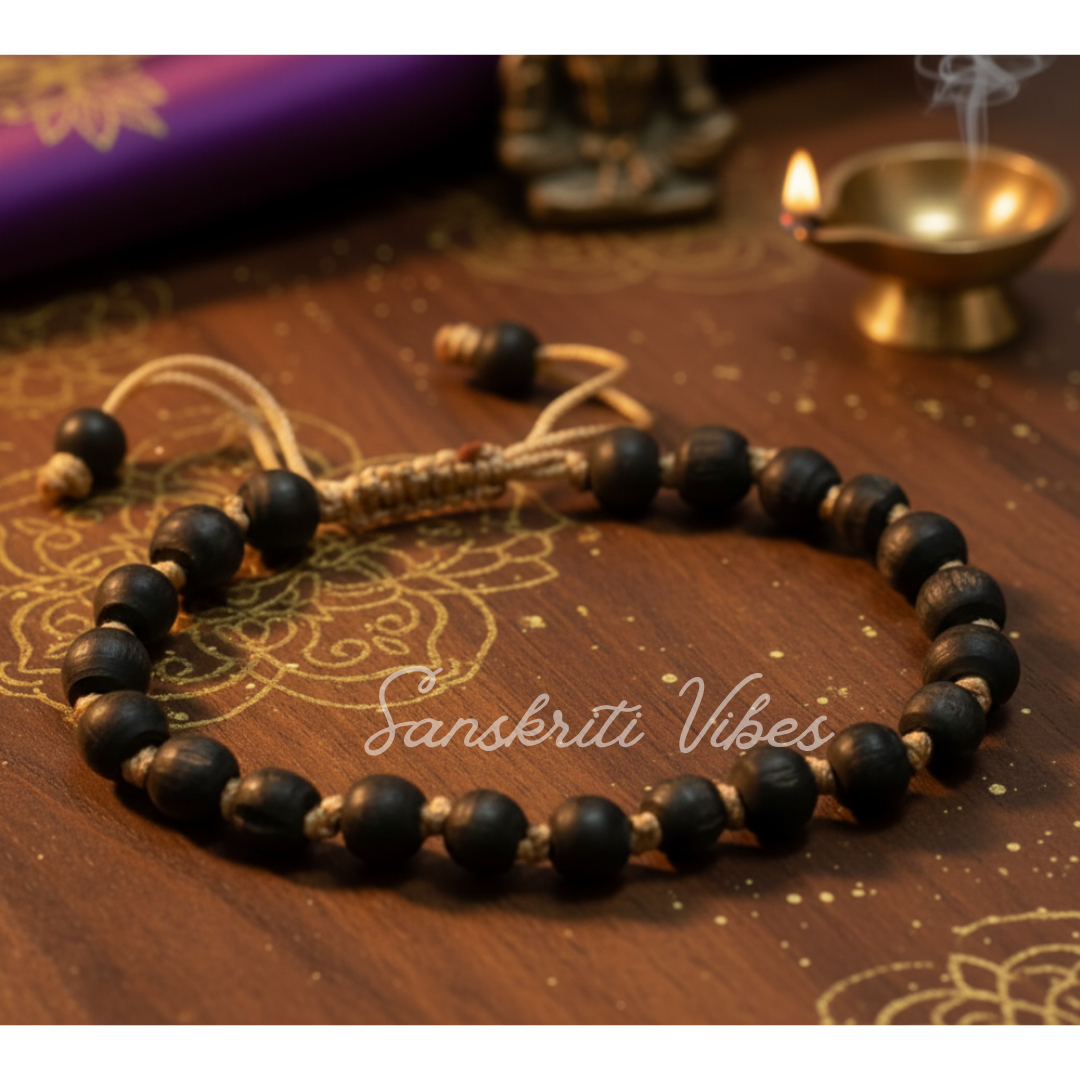 Traditional Shyama Black Tulsi Round Beads Bracelet – Handcrafted Devotional & Spiritual Bracelet