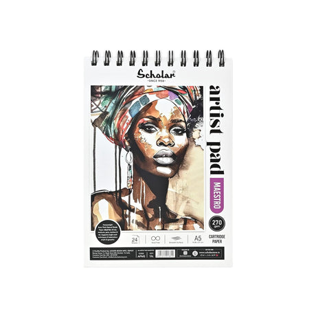 Scholar Maestro Wire Bound Artist Sketchbook 270 GSM Heavyweight Paper Pad - Retail Maharaj