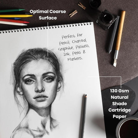 Scholar Novice Wire Bound Artist Sketch Pad 130 GSM Natural Shade Paper - Retail Maharaj