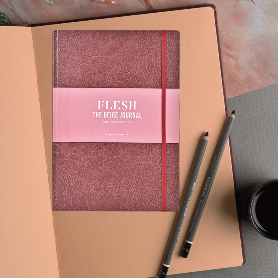 Scholar Flesh Toned Beige Paper Journal Sketchbook 160 GSM Hardcover - Retail Maharaj