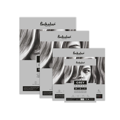 Scholar Grey Toned Paper Loose Sheets 160gsm for Sketching and Calligraphy - Retail Maharaj