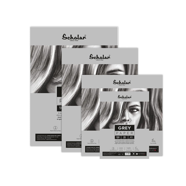Scholar Grey Toned Paper Loose Sheets 160gsm for Sketching and Calligraphy - Retail Maharaj
