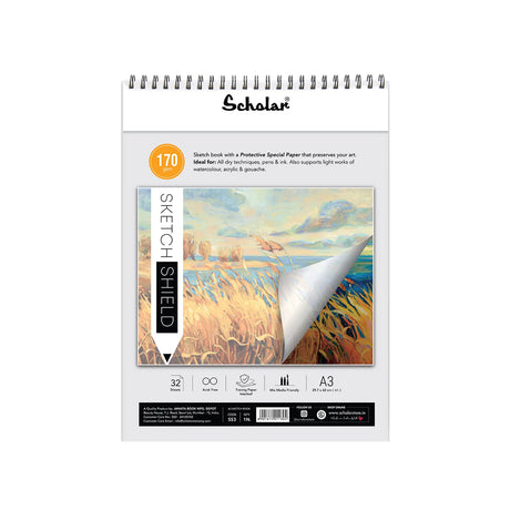 Scholar Shield Butter Paper Sketch Book 170 GSM – A3 / A4 / A5 (Landscape) - Retail Maharaj