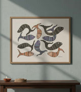 Authentic Gond Painting – School of Fish Motif Handmade Tribal Art (11 × 15 Inch)