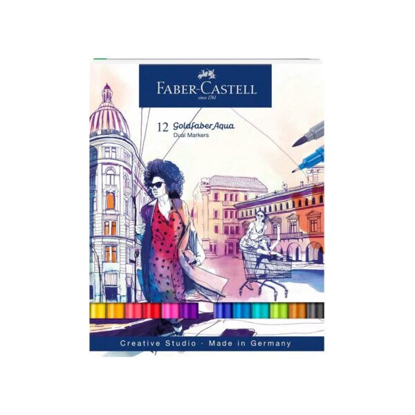 Faber Castell Goldfaber Aqua Dual Tip Watercolour Marker Set Brush and Fineliner