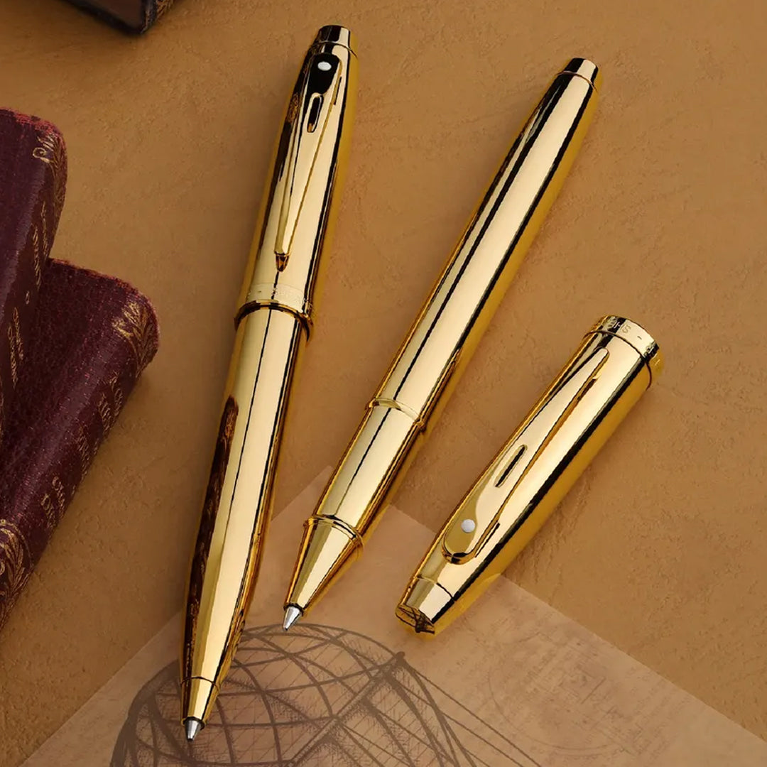 Sheaffer 100 Gold Finish Writing Pen with PVD Gold Trim