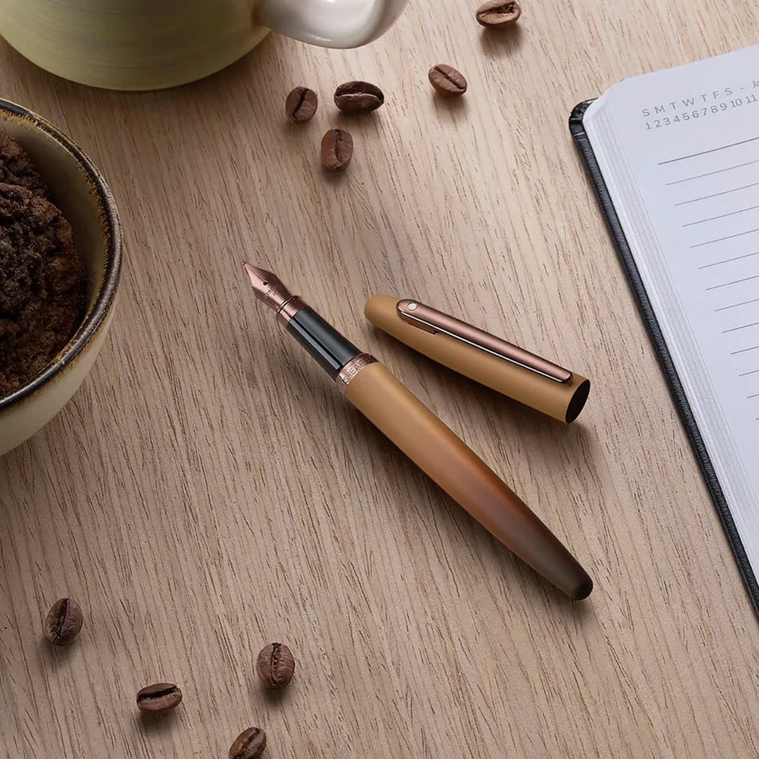 Sheaffer VFM 9428 Coffee Edition Matt Brown Pen with Regal Brown PVD Trims
