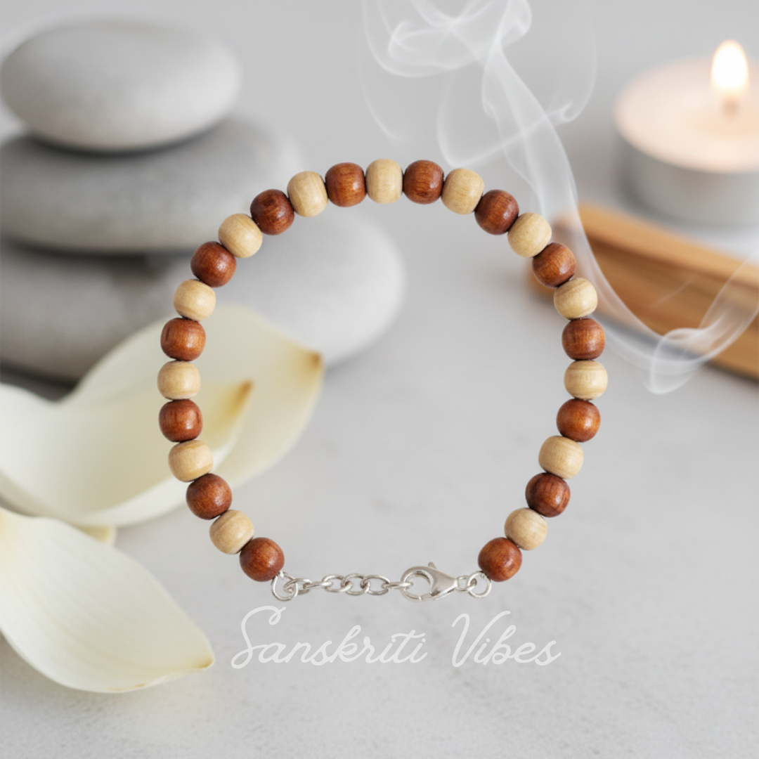 Sterling Silver Rama Shyama Tulsi Beads Bracelet – Classical Spiritual Jewelry