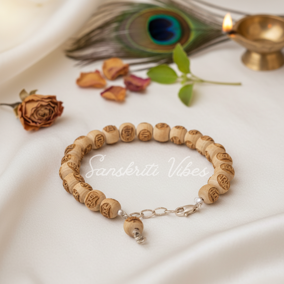 Original Tulsi Radha Krishna Beads Bracelet with Silver Stelling – Spiritual Jewelry
