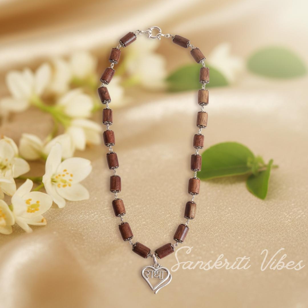 Silver Radha Tulsi Locket Mala Spiritual Rosary for Men and Women Devotion and Protection