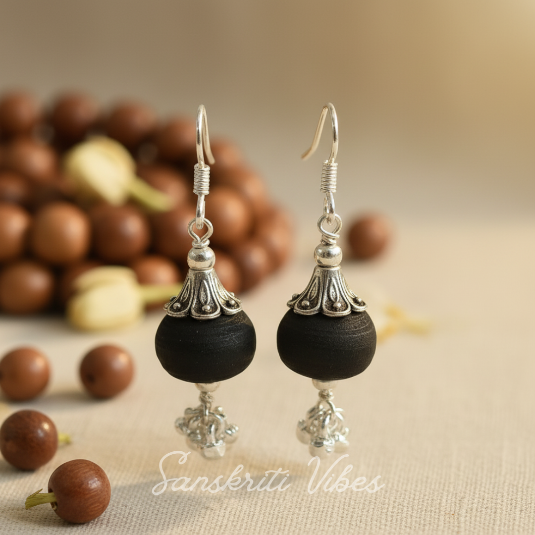 Sterling Silver Beautifully Designed Tulsi Earrings – Elegant Spiritual Jewelry