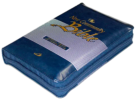 New Community Bible: Standard Edition With Zip | Leather PU | Thumb Index | Golden Edge | Blue - Retail Maharaj