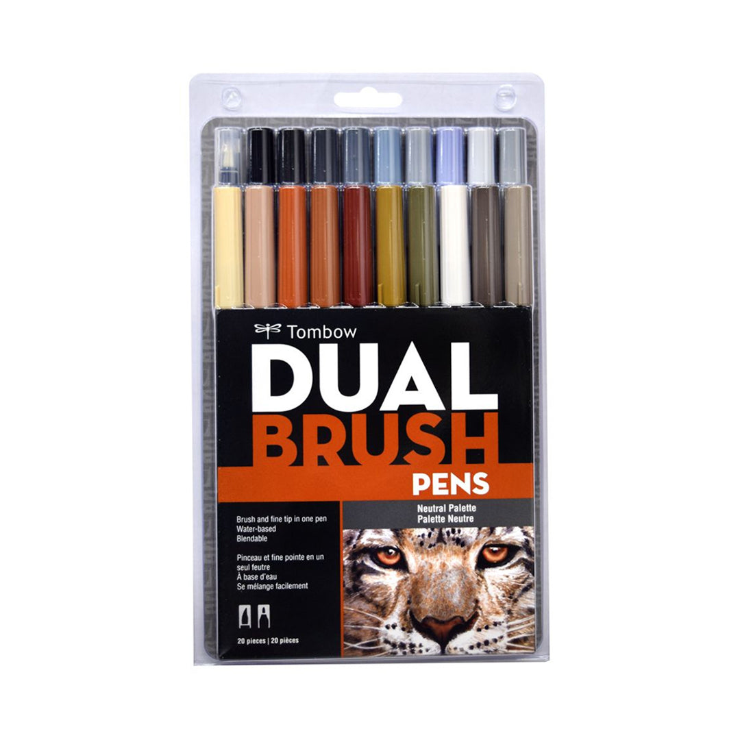 Tombow Dual Brush Pen Set of 20 Colours – Neutral Palette