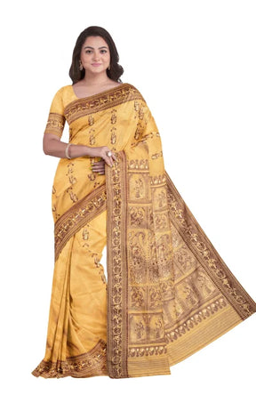 Baluchari Silk Saree with Mina Work – Sandal - Retail Maharaj