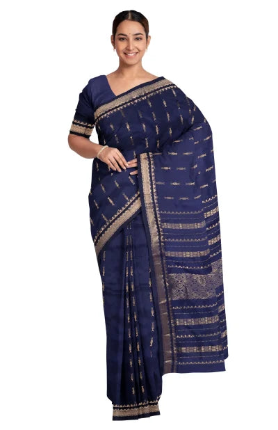 Garod Silk Saree – Navy Blue - Retail Maharaj