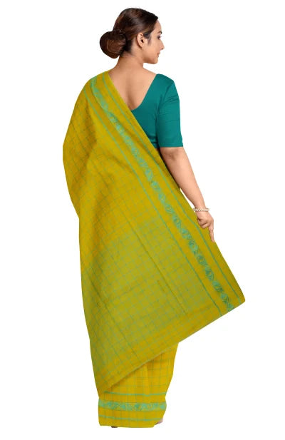 Tangail Cotton Saree – Lime Yellow - Retail Maharaj