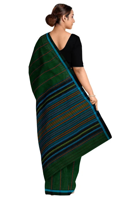 Begumpuri Cotton Saree – Dark Green - Retail Maharaj