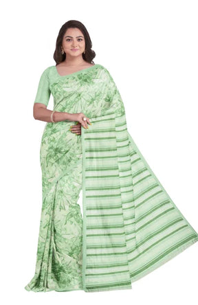 Calcutta Retro – Handwoven Printed Silk Saree – Mint - Retail Maharaj